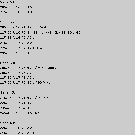 типоразмеры ContiWinterContact TS 830 P