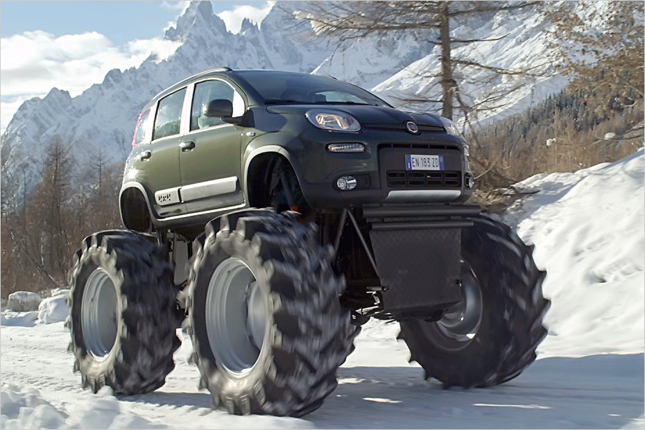 Fiat Panda Bigfoot – автомобиль с необычными шинами.